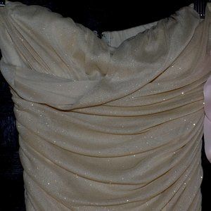 Sparkly Small Strapless Fitted Creme Dress
